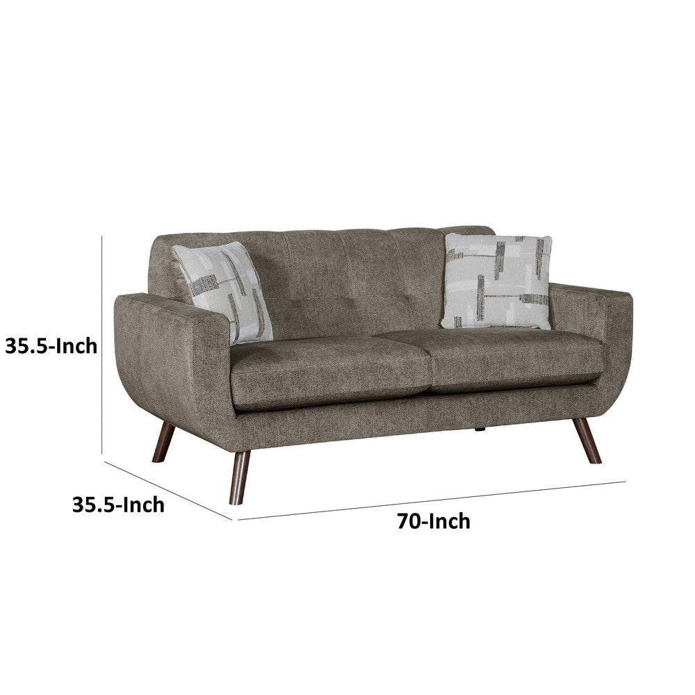 Jany Loveseat with 2 Pillows | 70’’ | Brown Microfiber | Walnut Tone BM336130