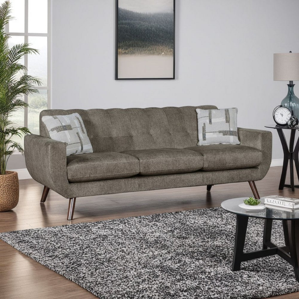 Jany Sofa with 2 Pillows | 87" Brown Microfiber | Walnut Tone
