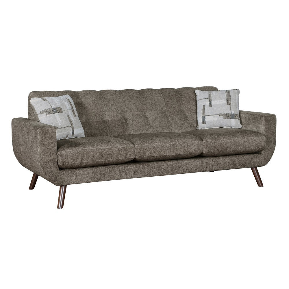 Jany Sofa with 2 Pillows | 87" Brown Microfiber | Walnut Tone