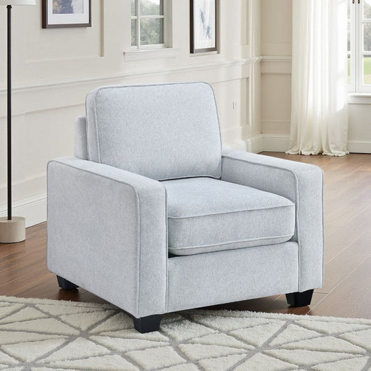 Pery Accent Chair w Reversible Cushions | Modern Light Gray Polyester