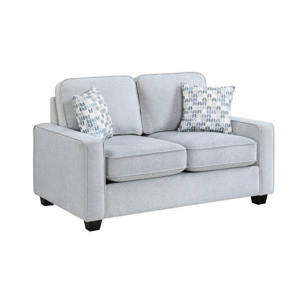 Pery Loveseat w 2 Pillows | Reversible Cushions | Light Gray 60"