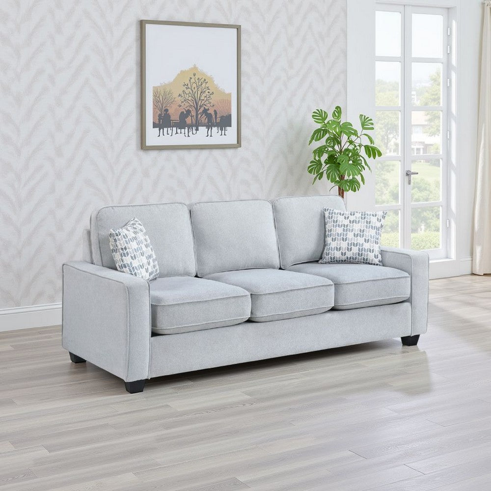 Pery Sofa w 2 Pillows | Reversible Cushions | Light Gray 84"