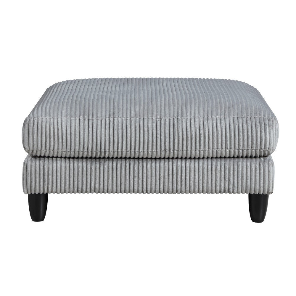 Mear Modular Ottoman w Black Solid Wood Legs | Gray Corduroy 40’’ BM336143