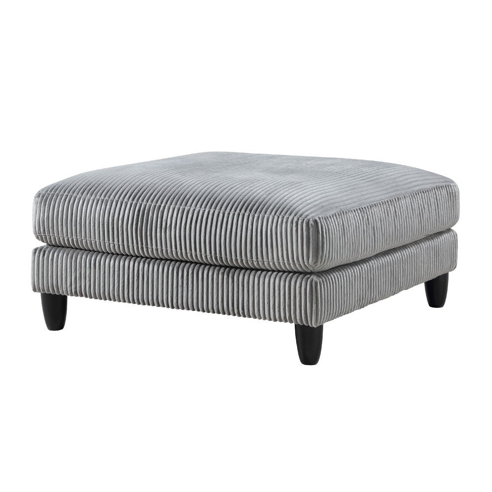 Mear Modular Ottoman w Black Solid Wood Legs | Gray Corduroy 40’’ BM336143