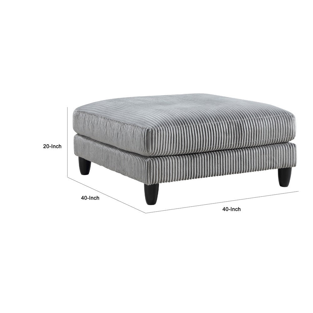 Mear Modular Ottoman w Black Solid Wood Legs | Gray Corduroy 40’’ BM336143