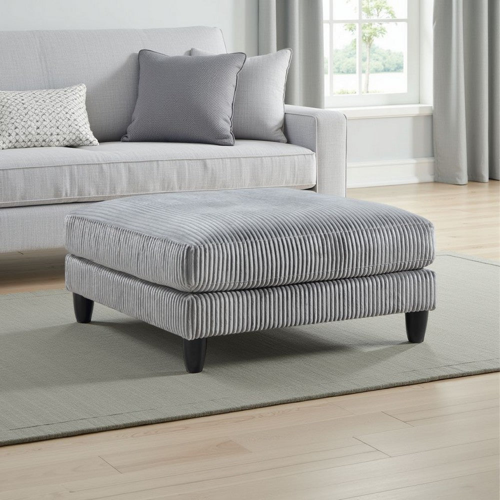 Mear Modular Ottoman w Black Solid Wood Legs | Gray Corduroy 40"