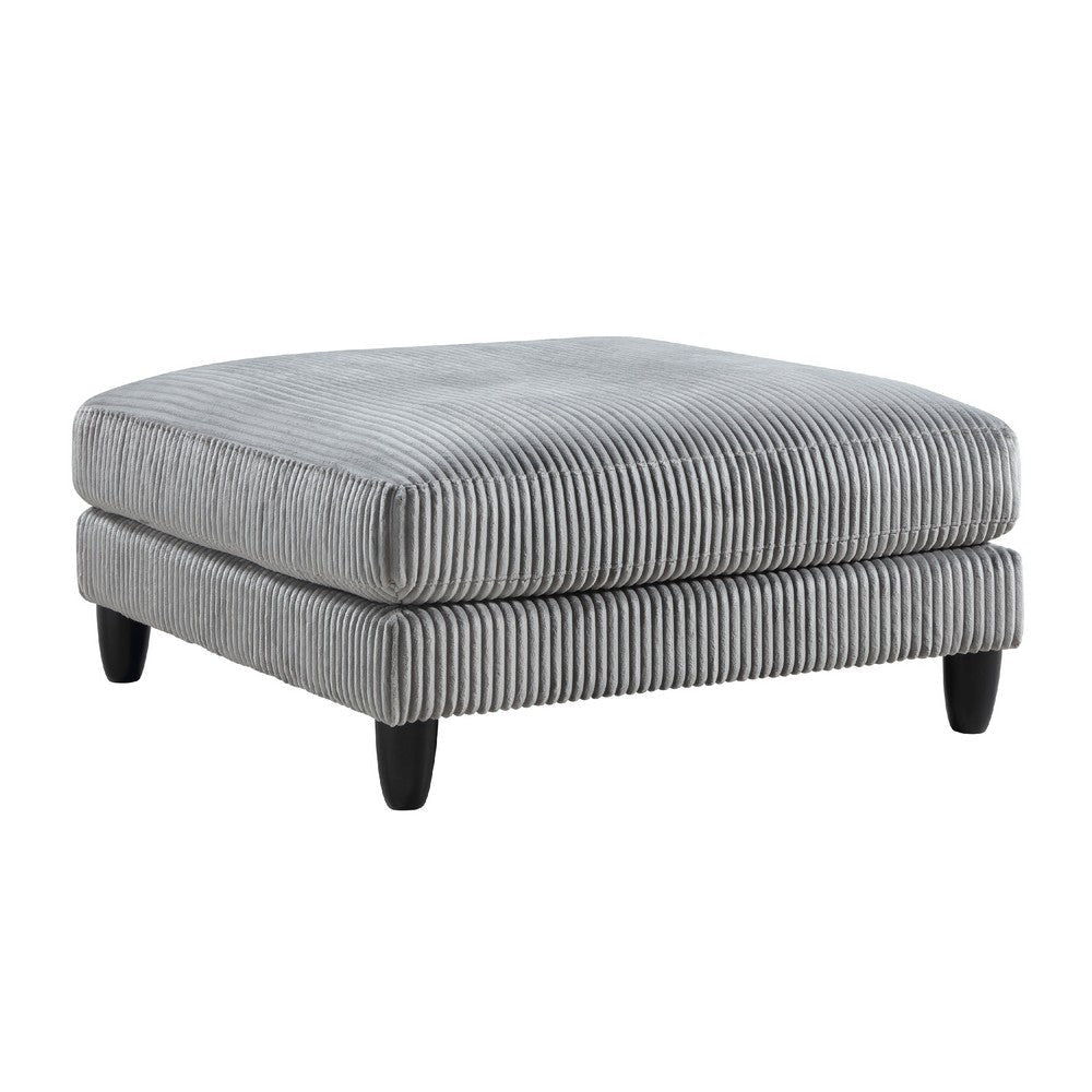 Mear Modular Ottoman w Black Solid Wood Legs | Gray Corduroy 40"