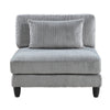 Mear Modular Armless Chair w Black Solid Wood Legs | Gray Corduroy BM336144