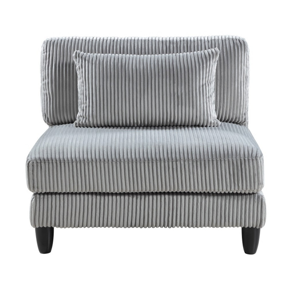 Mear Modular Armless Chair w Black Solid Wood Legs | Gray Corduroy BM336144