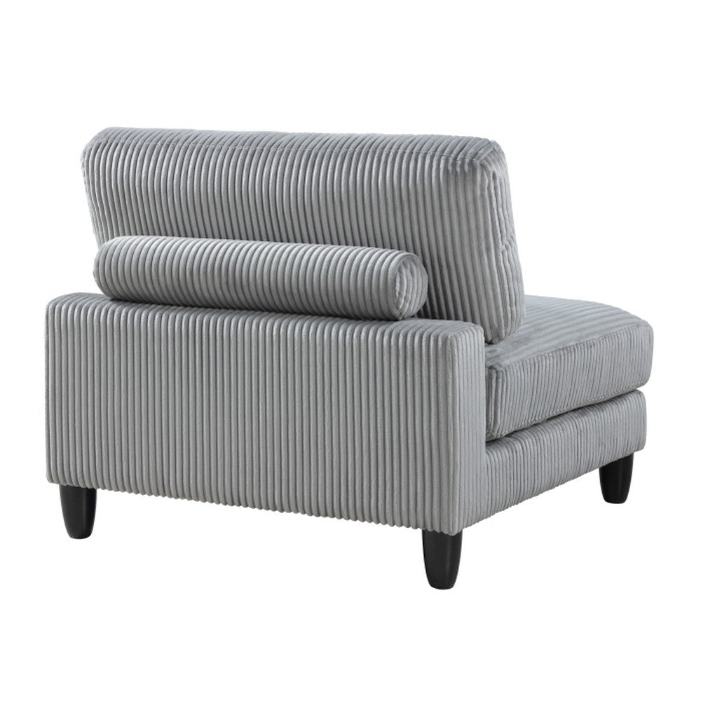 Mear Modular Armless Chair w Black Solid Wood Legs | Gray Corduroy BM336144
