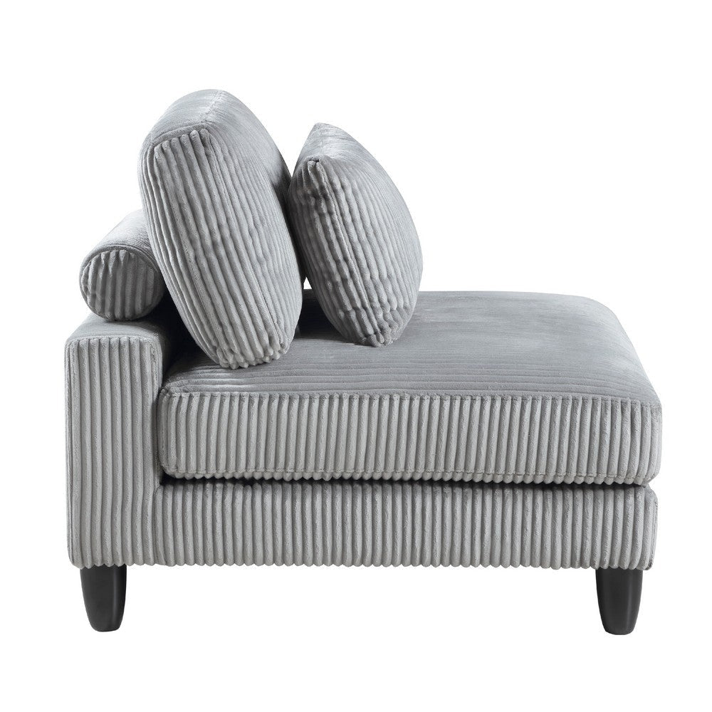 Mear Modular Armless Chair w Black Solid Wood Legs | Gray Corduroy BM336144