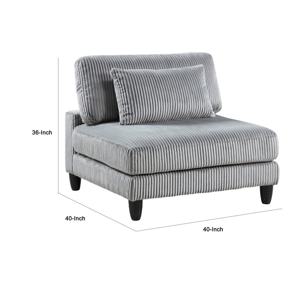 Mear Modular Armless Chair w Black Solid Wood Legs | Gray Corduroy BM336144