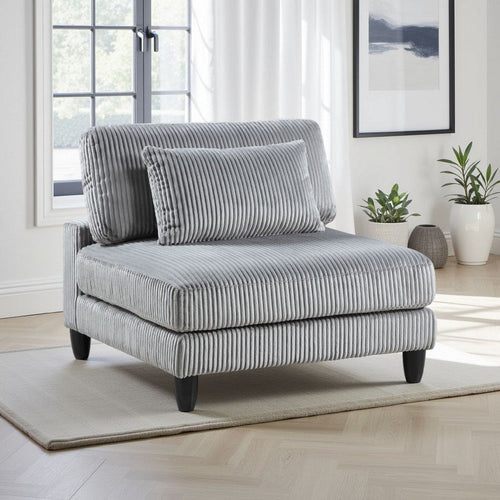 Mear Modular Armless Chair w Black Solid Wood Legs | Gray Corduroy