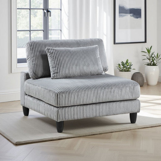 Mear Modular Armless Chair w Black Solid Wood Legs | Gray Corduroy