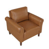 Lo Accent Armchair w Rolled Arms | Mid Century Brown Faux Leather BM336145