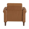 Lo Accent Armchair w Rolled Arms | Mid Century Brown Faux Leather BM336145