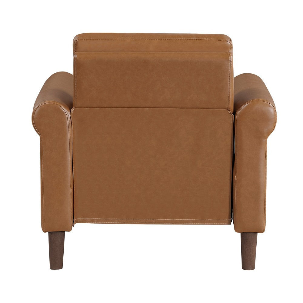 Lo Accent Armchair w Rolled Arms | Mid Century Brown Faux Leather BM336145