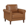 Lo Accent Armchair w Rolled Arms | Mid Century Brown Faux Leather