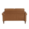 Lo Loveseat w Rolled Arms | Mid Century Brown Faux Leather 57’’ BM336146