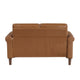 Lo Loveseat w Rolled Arms | Mid Century Brown Faux Leather 57’’ BM336146