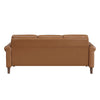 Lo Sofa w Rolled Arms | Mid Century Brown Faux Leather 79’’