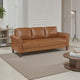 Lo Sofa w Rolled Arms | Mid Century Brown Faux Leather 79"