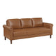 Lo Sofa w Rolled Arms | Mid Century Brown Faux Leather 79"