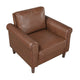 Lo Accent Chair w Rolled Arms | Mid Century Dark Brown Faux Leather BM336148