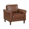 Lo Accent Chair w Rolled Arms | Mid Century Dark Brown Faux Leather