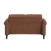 Lo Loveseat w Rolled Arms | Mid Century Dark Brown Faux Leather 57’’ BM336149