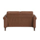Lo Loveseat w Rolled Arms | Mid Century Dark Brown Faux Leather 57’’ BM336149
