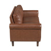 Lo Loveseat w Rolled Arms | Mid Century Dark Brown Faux Leather 57’’ BM336149