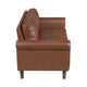 Lo Loveseat w Rolled Arms | Mid Century Dark Brown Faux Leather 57’’ BM336149