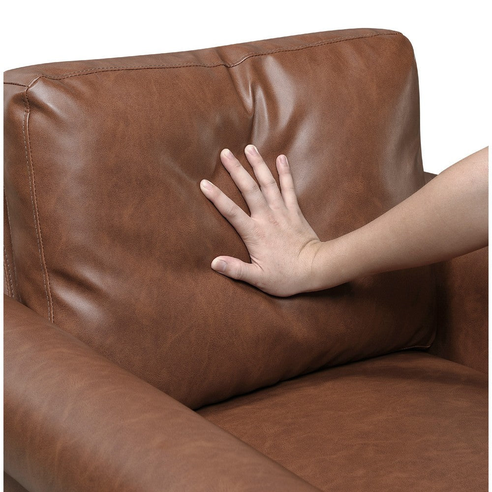 Lo Loveseat w Rolled Arms | Mid Century Dark Brown Faux Leather 57’’ BM336149