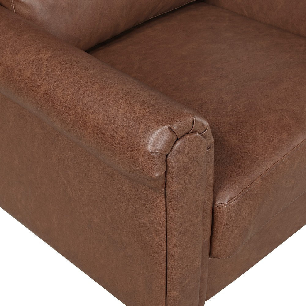 Lo Sofa w Rolled Arms | Mid Century Dark Brown Faux Leather 79’’ BM336150