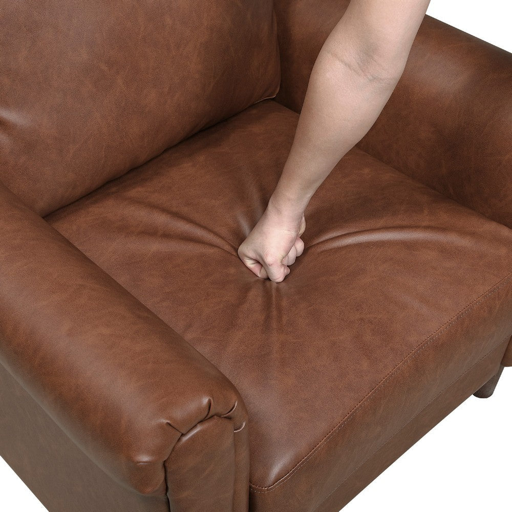 Lo Sofa w Rolled Arms | Mid Century Dark Brown Faux Leather 79’’ BM336150