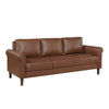 Lo Sofa w Rolled Arms | Mid Century Dark Brown Faux Leather 79"