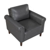 Lo Accent Chair w Rolled Arms | Midcentury Dark Gray Faux Leather BM336151