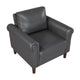 Lo Accent Chair w Rolled Arms | Midcentury Dark Gray Faux Leather BM336151