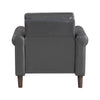 Lo Accent Chair w Rolled Arms | Midcentury Dark Gray Faux Leather BM336151