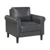 Lo Accent Chair w Rolled Arms | Midcentury Dark Gray Faux Leather 