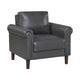 Lo Accent Chair w Rolled Arms | Midcentury Dark Gray Faux Leather 