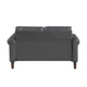 Lo Loveseat w Rolled Arms | Midcentury Dark Gray Faux Leather 57’’ BM336152