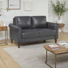 Lo Loveseat w Rolled Arms | Midcentury Dark Gray Faux Leather 57"
