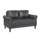 Lo Loveseat w Rolled Arms | Midcentury Dark Gray Faux Leather 57"