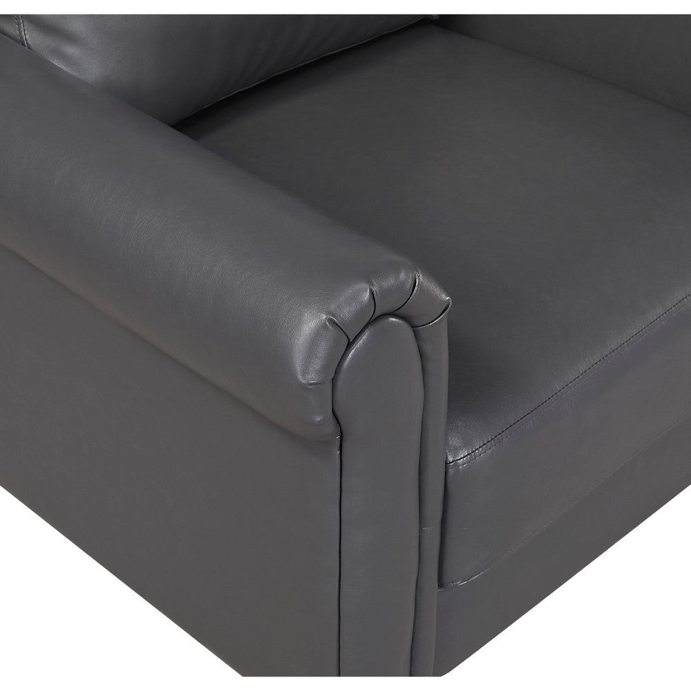 Lo Sofa w Rolled Arms | Midcentury Dark Gray Faux Leather 79’’ BM336153