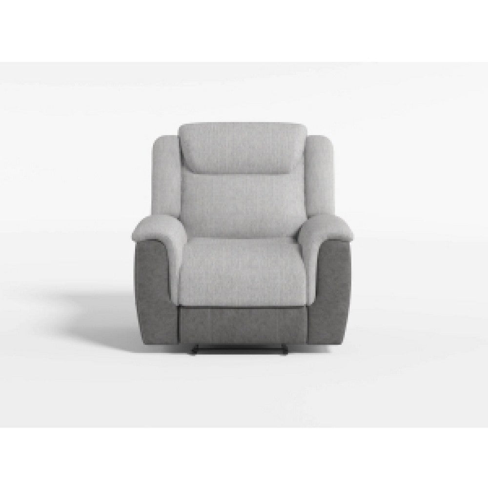 Feo Manual Reclining Chair with Pull Tab | White Gray Microfiber BM336154