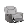 Feo Manual Reclining Chair with Pull Tab | White Gray Microfiber BM336154