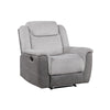 Feo Manual Reclining Chair with Pull Tab | White Gray Microfiber