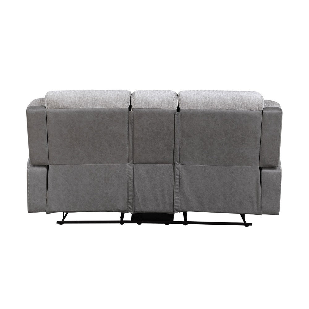 Feo Manual Reclining Loveseat w Console | White Gray Microfiber 76’’ BM336155